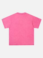 Hip Hop Mouth Printed Washed Out T-shirt