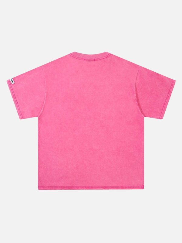 Hip Hop Mouth Printed Washed Out T-shirt