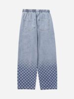 American Washed Elastic Waist Denim Casual Pants