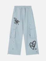 Casual Printed Straight Leg Work Pants
