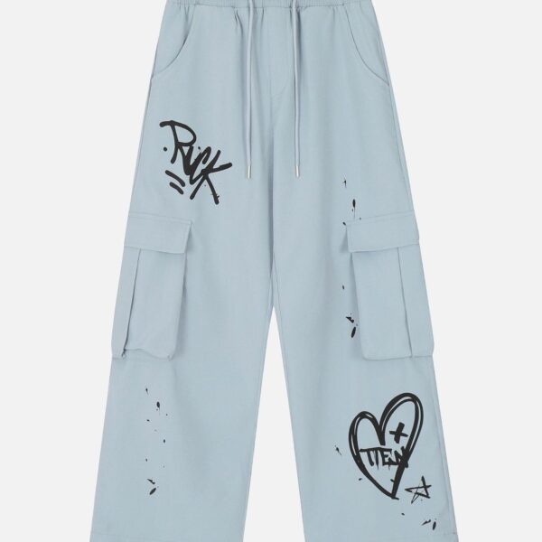 Casual Printed Straight Leg Work Pants