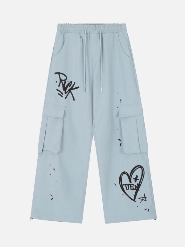 Casual Printed Straight Leg Work Pants