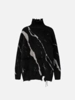 Rip Damage Design Turtleneck Knitwear Sweater - 1525