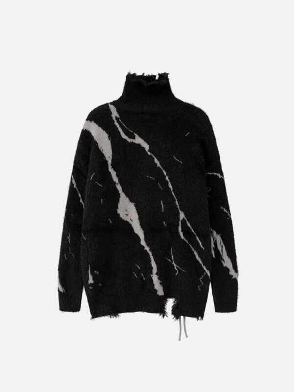 Rip Damage Design Turtleneck Knitwear Sweater - 1525
