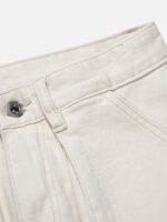 High Street Zipper Patchwork Pocket Denim Pants Straight Leg