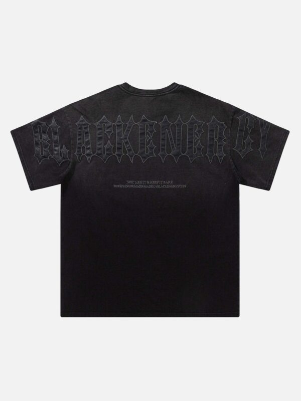 Tie-dye Gradient Letter Embroidery T-shirt - 1542
