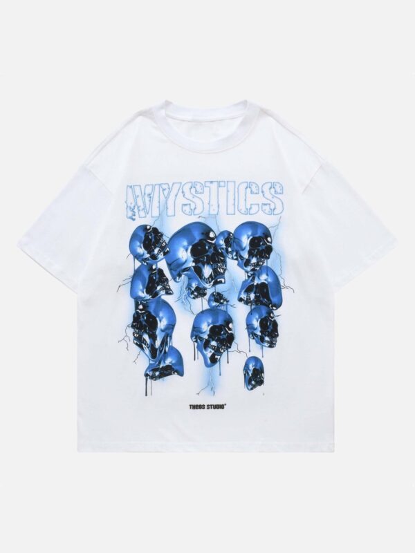 American West Coast Skull Vintage T-shirt Short Sleeve