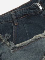 American Pentagram Tassel Patch Denim Shorts