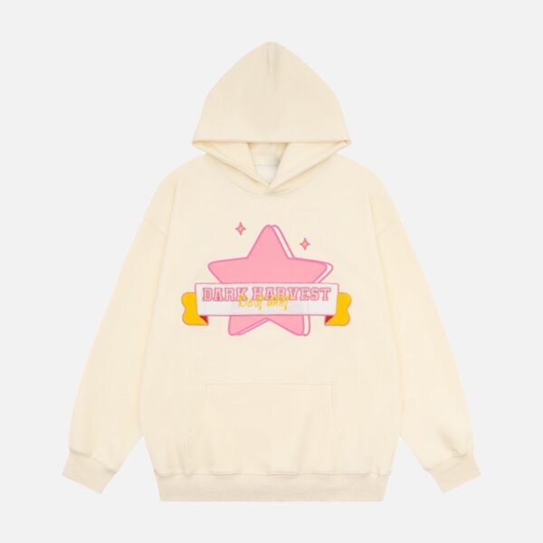 Pentagram Letter Embroidered Hooded Sweatshirt