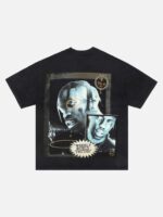 European And American Dark Characters Printed Short-sleeved T-shirt