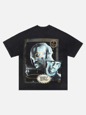 European And American Dark Characters Printed Short-sleeved T-shirt