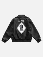 Stallion Letter PU Leather Jacket - 1635