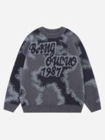 Camouflage Peplum Crew Neck Knit
