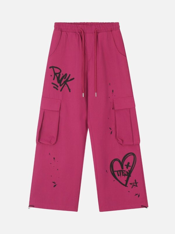 Casual Printed Straight Leg Work Pants