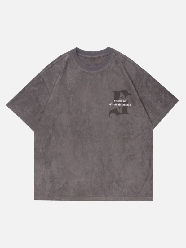 Retro Letter Print Cotton T-shirt