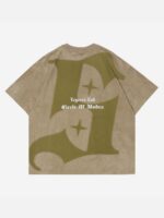 Retro Letter Print Cotton T-shirt