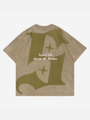 Retro Letter Print Cotton T-shirt
