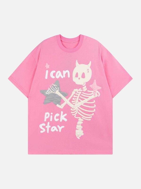 Made Retro Skull Letter Foam T-shirt