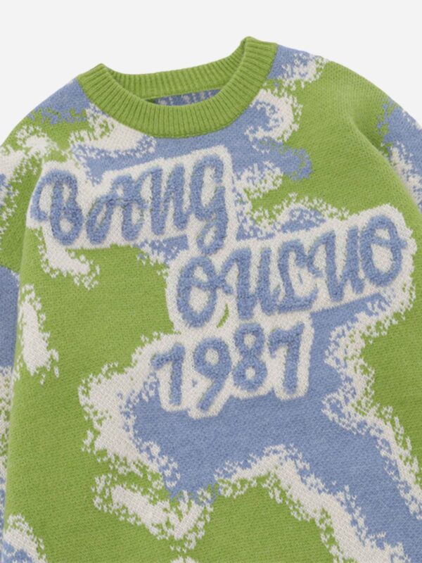 Camouflage Peplum Crew Neck Knit