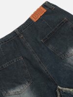 American Pentagram Tassel Patch Denim Shorts