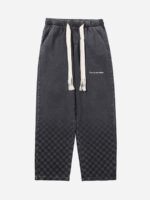 American Washed Elastic Waist Denim Casual Pants