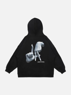Gesture Print Hoodie -1268