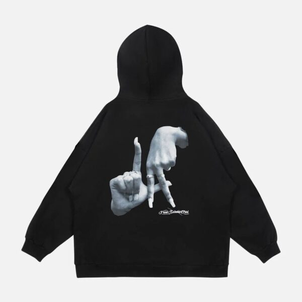 Gesture Print Hoodie -1268