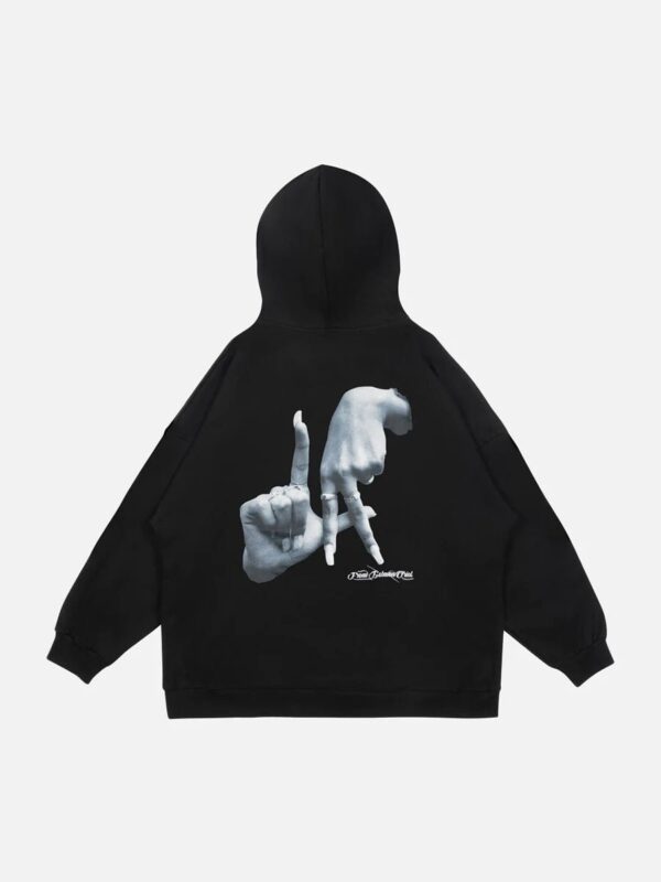 Gesture Print Hoodie -1268