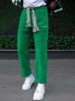High Waist Straight Cotton Sweatpants -1284