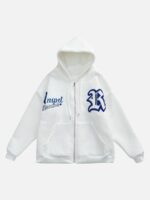 Letter Embroidered Hoodie Jacket -1095