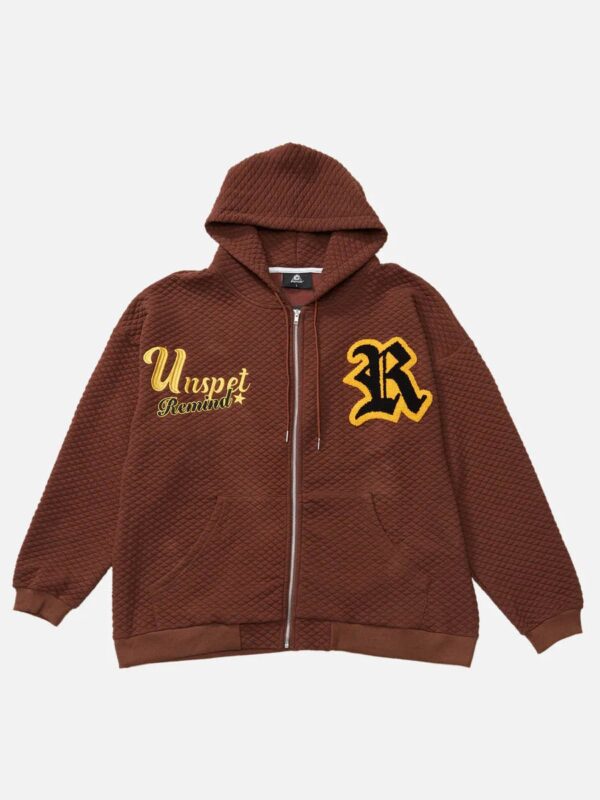 Letter Embroidered Hoodie Jacket -1095