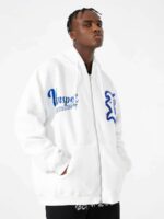 Letter Embroidered Hoodie Jacket -1095