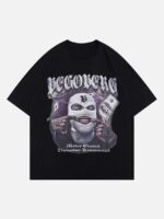 Masked Gangster Portrait Printed T-Shirt-1533