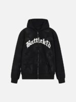 Star Letter Print Zipper Hoodie Jacket - 1540