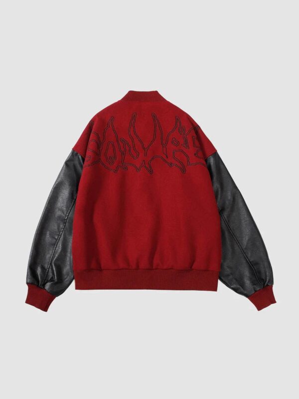 Symbol Embroidery PU Leather Racing Jacket -1133