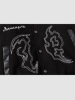 Symbol Embroidery PU Leather Racing Jacket -1133