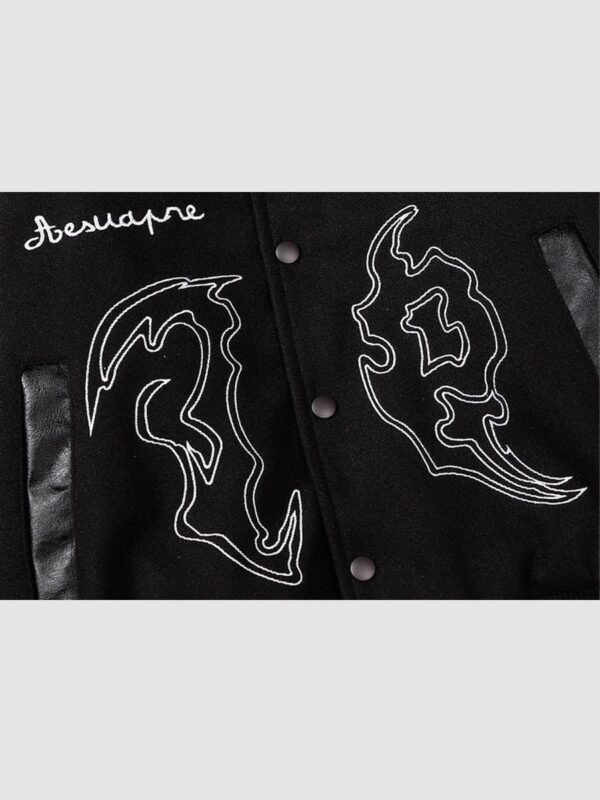 Symbol Embroidery PU Leather Racing Jacket -1133