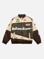 Retro Style Quilted Racing Jacket -1297