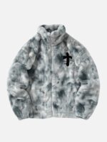 American Vintage Tie-dye Gradient Plush Embroidered Lambswool Jacket - 1558