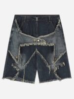 American Pentagram Tassel Patch Denim Shorts