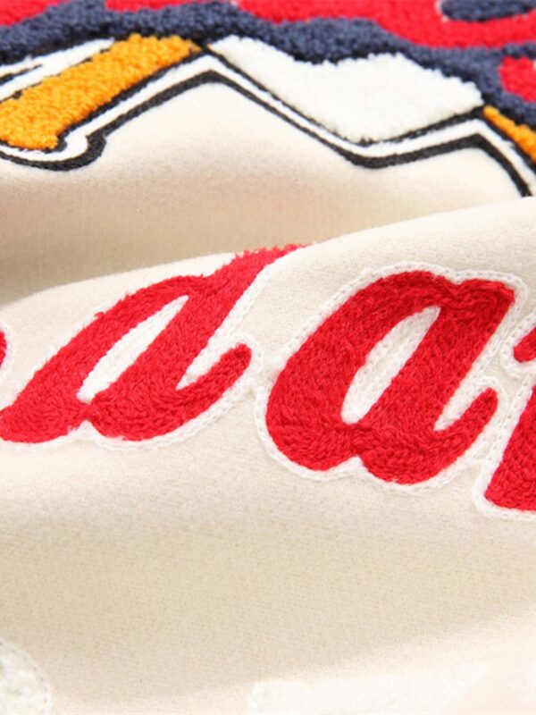 American Patchwork PU Leather Sleeve Embroidered Alphabet Baseball Jacket