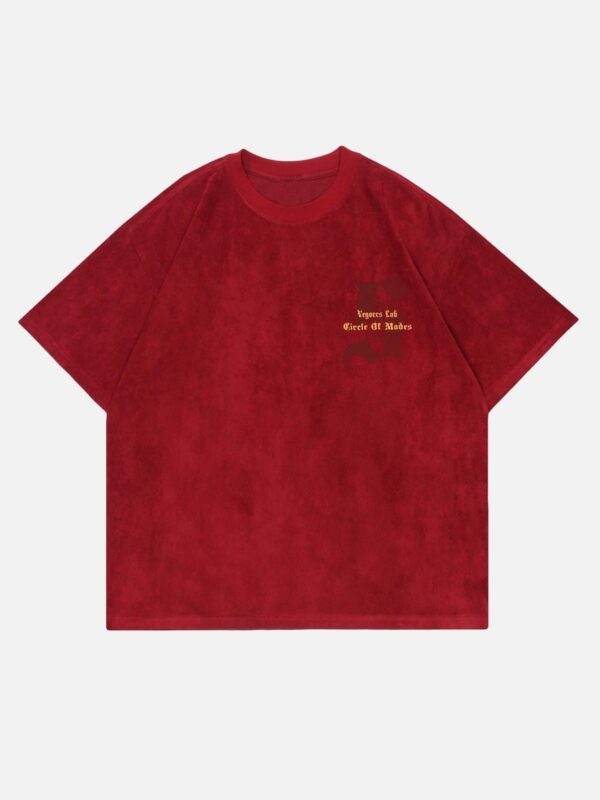 Retro Letter Print Cotton T-shirt