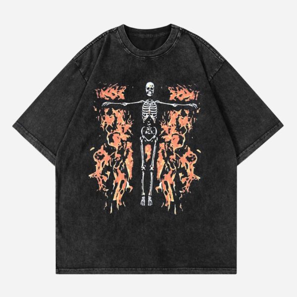 American Hip-hop Flame Skull Made Of Old T-shirt