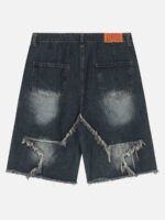American Pentagram Tassel Patch Denim Shorts