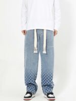 American Washed Elastic Waist Denim Casual Pants