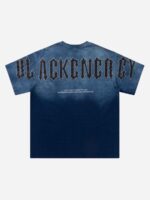 Tie-dye Gradient Letter Embroidery T-shirt - 1542