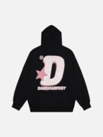 Star Letter Print Hooded Sweatshirt