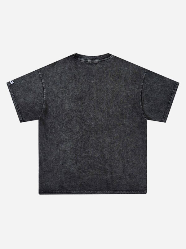 Hip Hop Mouth Printed Washed Out T-shirt